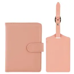 Passport Holder & Luggage Pink Front